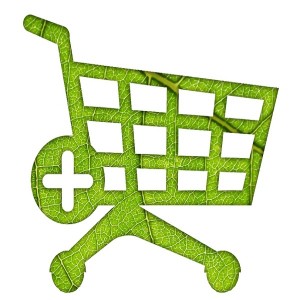 Shopping Cart  sign made of leaves